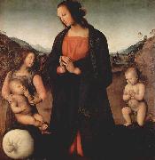 Pietro Perugino Maria, das Christuskind anbetend, mit Johannes dem Taufer und einem Engel Spain oil painting artist